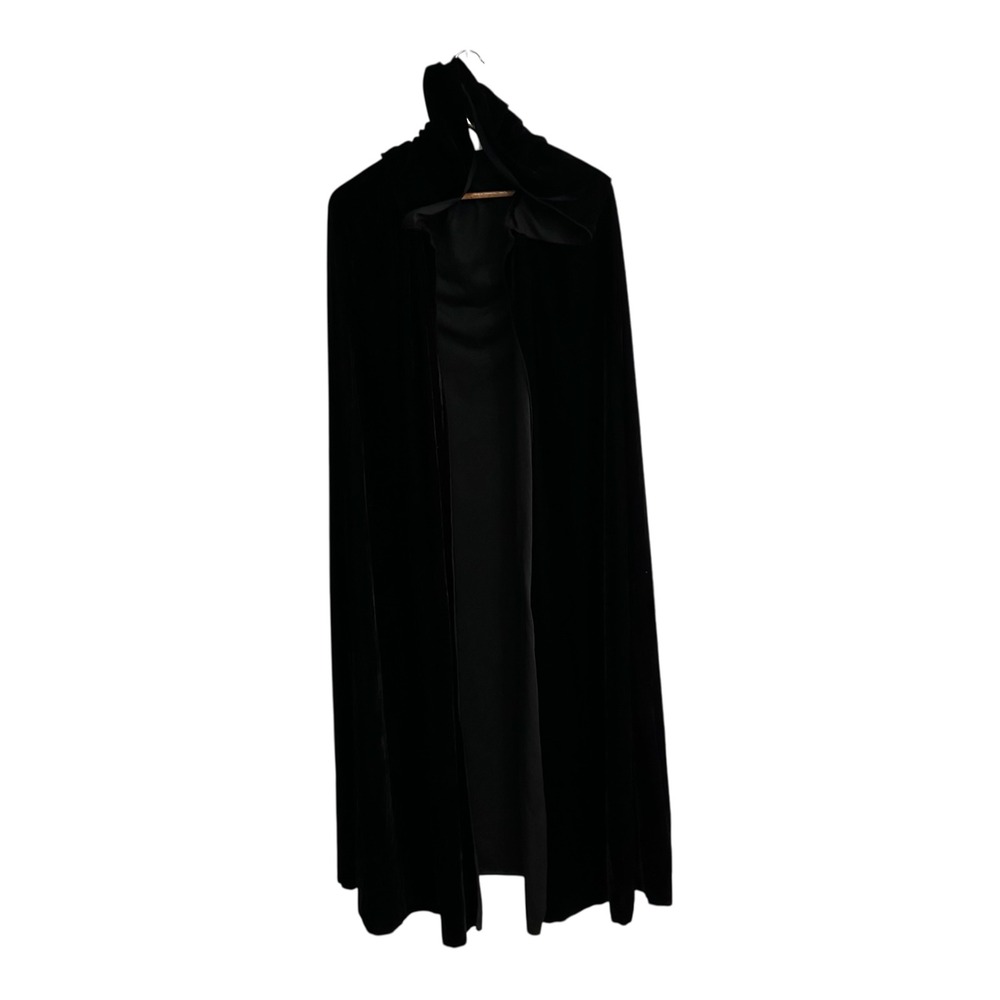Black Velvet Hooded Cape Cloak One Size Fits Most Costume 52 Inch Halloween